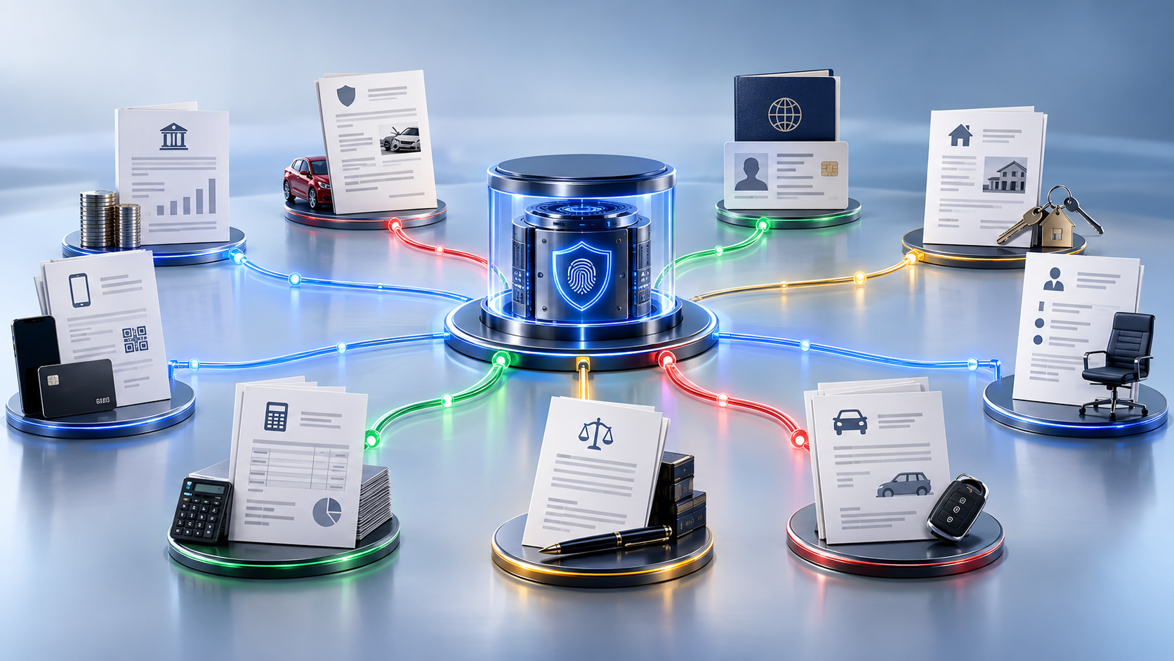 Les contextes documentaires : crédit, assurance, KYC, immobilier, recrutement, comptabilité, juridique, automobile et identité.